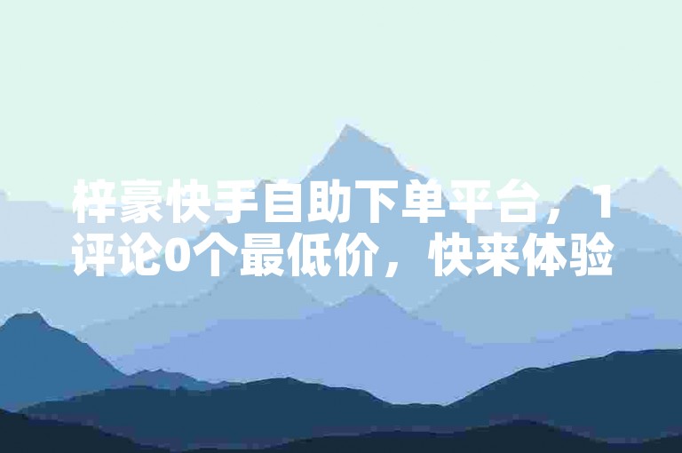 梓豪快手自助下单平台，1评论0个最低价，快来体验！