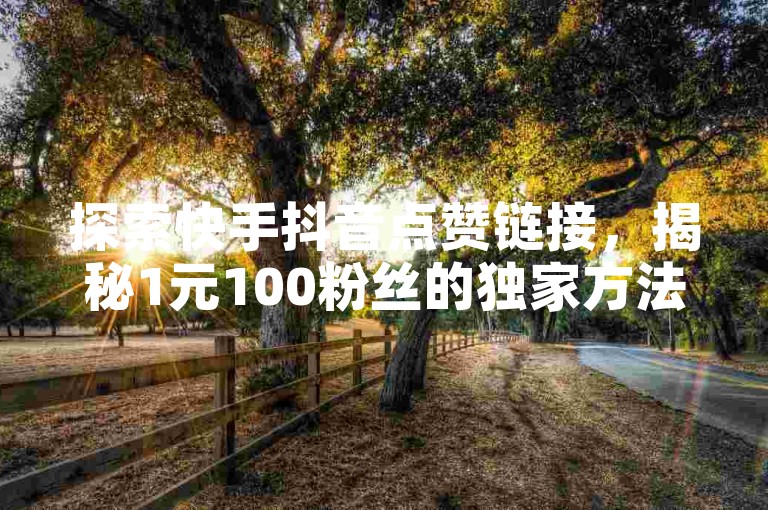 探索快手抖音点赞链接，揭秘1元100粉丝的独家方法。