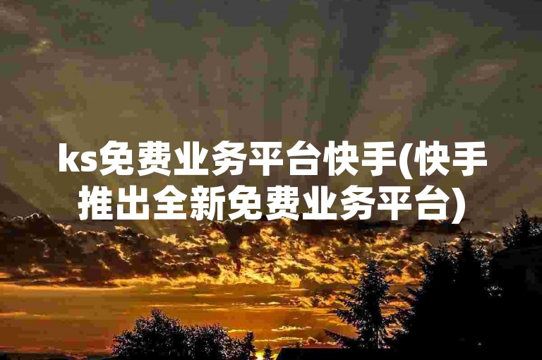 ks免费业务平台快手(快手推出全新免费业务平台)