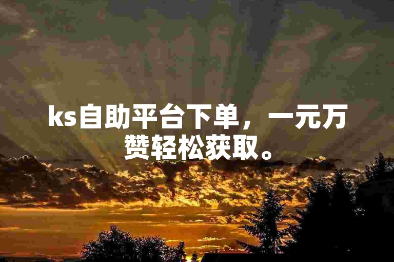 ks自助平台下单，一元万赞轻松获取。
