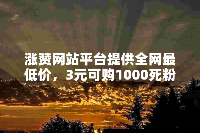 涨赞网站平台提供全网最低价，3元可购1000死粉自助下单。