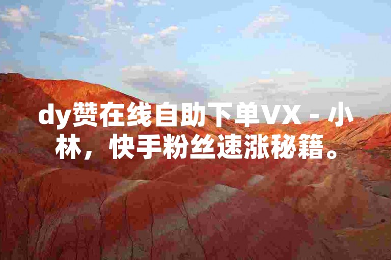 dy赞在线自助下单VX - 小林，快手粉丝速涨秘籍。