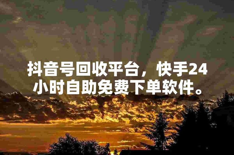 抖音号回收平台，快手24小时自助免费下单软件。