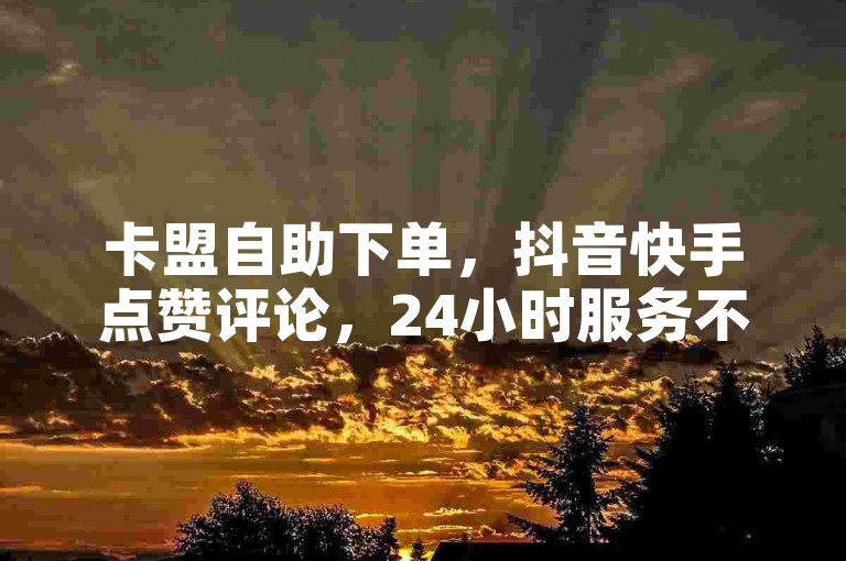 卡盟自助下单，抖音快手点赞评论，24小时服务不停歇！