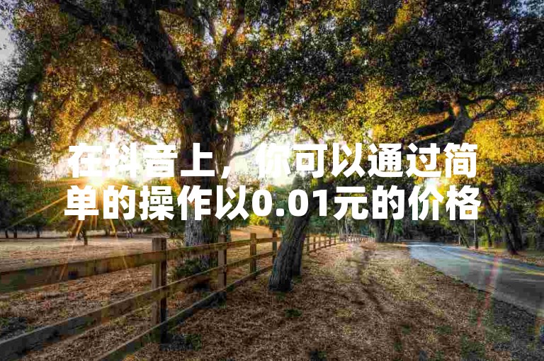 在抖音上，你可以通过简单的操作以0.01元的价格参与大地马山房产的促销活动，同时，快手平台上的点赞充值服务也能实现秒速到账。