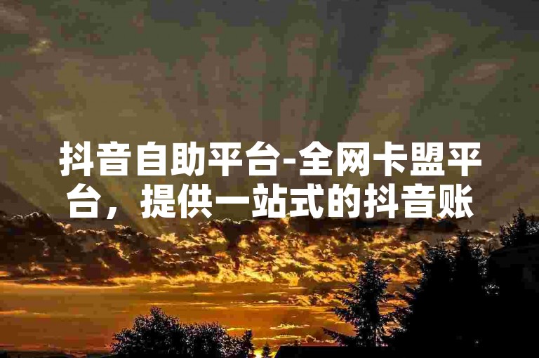 抖音自助平台-全网卡盟平台，提供一站式的抖音账号自助服务。