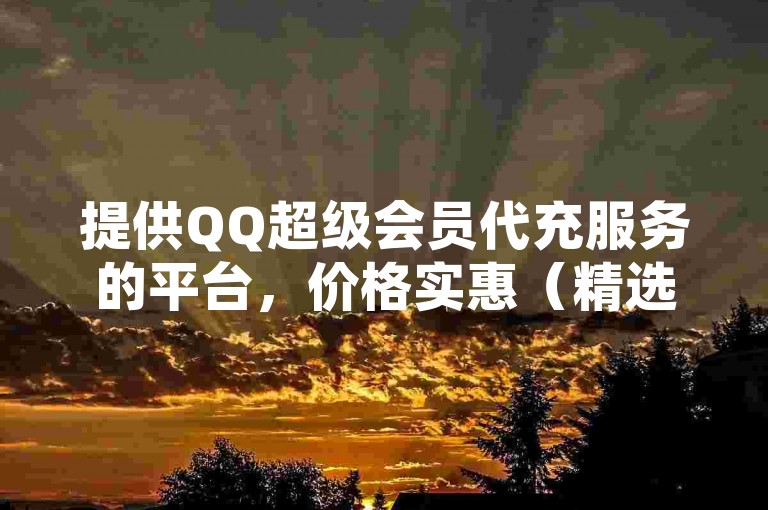 提供QQ超级会员代充服务的平台，价格实惠（精选经济型QQ超级会员充值网站）。