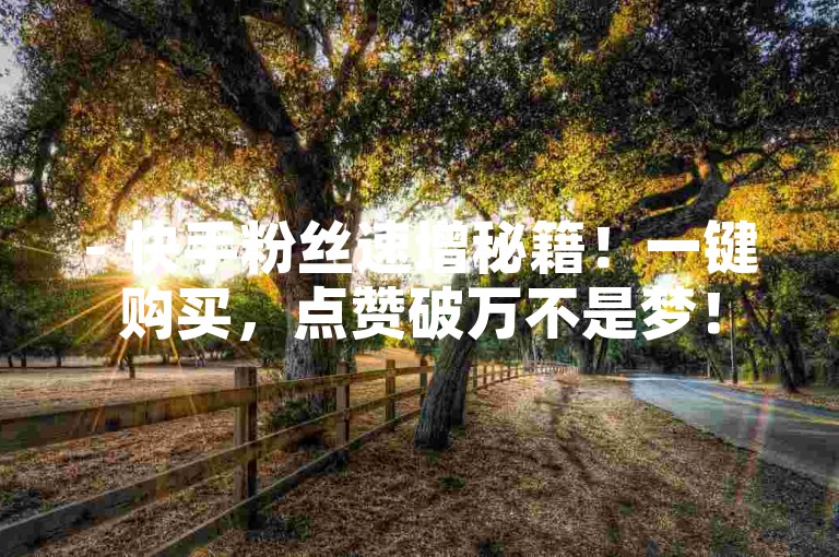 - 快手粉丝速增秘籍！一键购买，点赞破万不是梦！