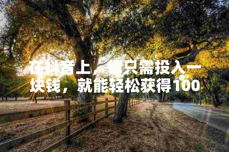 在抖音上，你只需投入一块钱，就能轻松获得100个赞，通过QQ支付平台进行购买，这是一个自助点赞下单的服务平台，同样适用于快手作品。