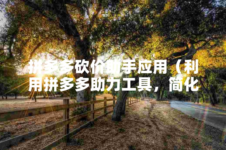 拼多多砍价助手应用（利用拼多多助力工具，简化你的砍价过程）