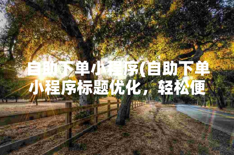 自助下单小程序(自助下单小程序标题优化，轻松便捷在线购物)