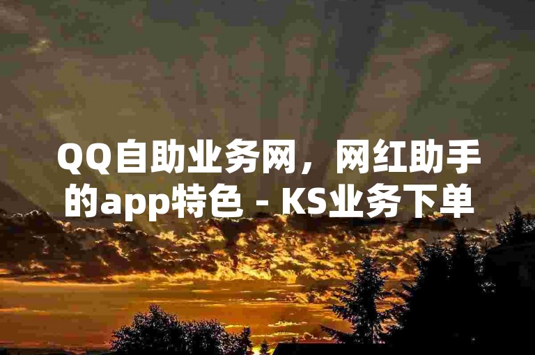 QQ自助业务网，网红助手的app特色 - KS业务下单平台秒到账 - 快手业务网站平台24小时热血重燃！