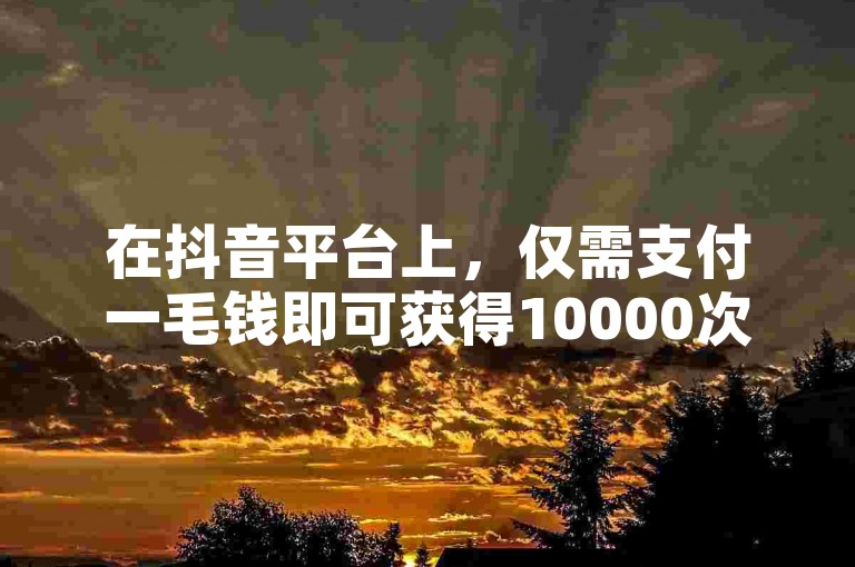 在抖音平台上，仅需支付一毛钱即可获得10000次播放量，同时还有抖音账号出售服务。