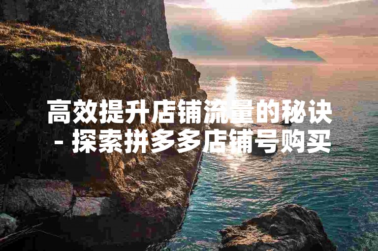 高效提升店铺流量的秘诀 - 探索拼多多店铺号购买服务。