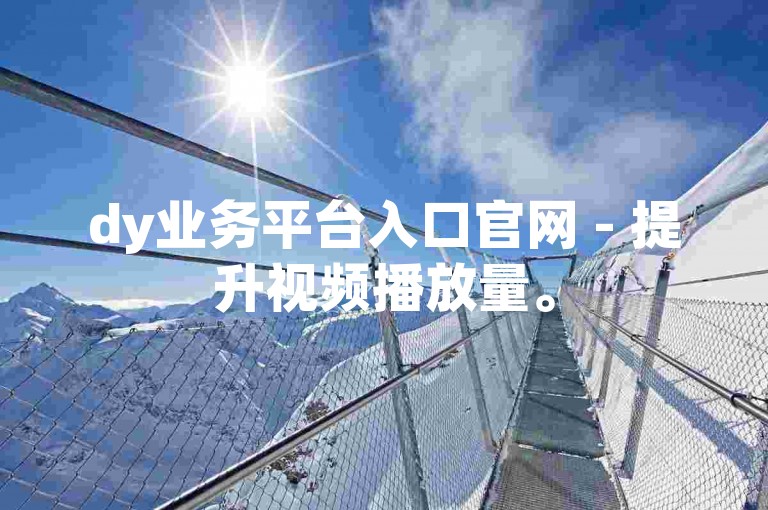 dy业务平台入口官网 - 提升视频播放量。