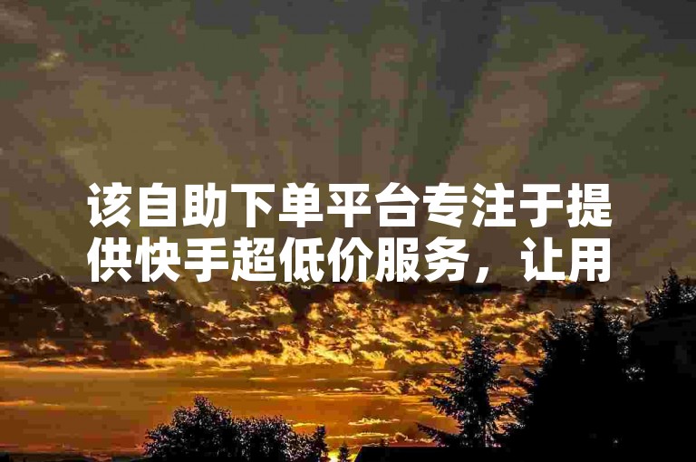 该自助下单平台专注于提供快手超低价服务，让用户能够便捷地在线完成订单。