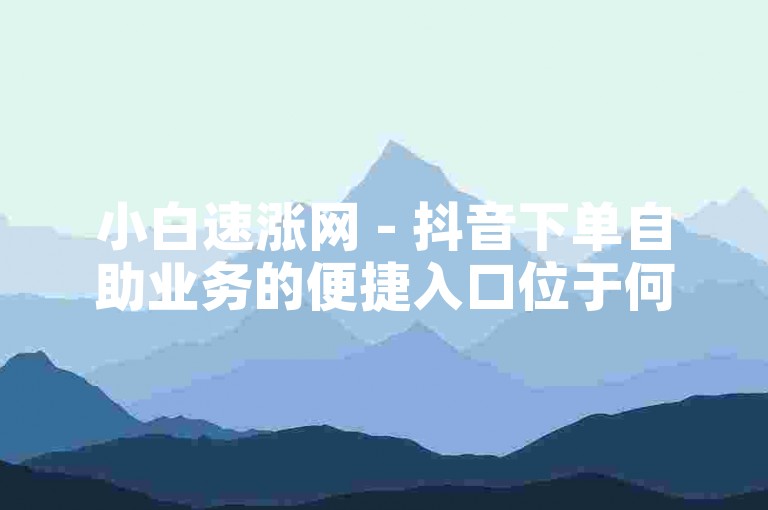 小白速涨网 - 抖音下单自助业务的便捷入口位于何处？