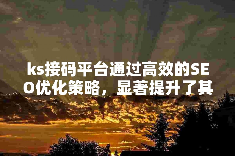ks接码平台通过高效的SEO优化策略，显著提升了其在线可见性和用户访问量。