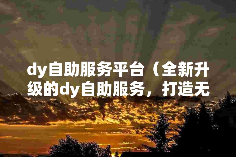 dy自助服务平台（全新升级的dy自助服务，打造无忧用户体验）