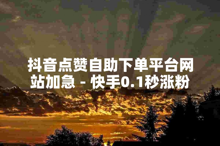 抖音点赞自助下单平台网站加急 - 快手0.1秒涨粉
