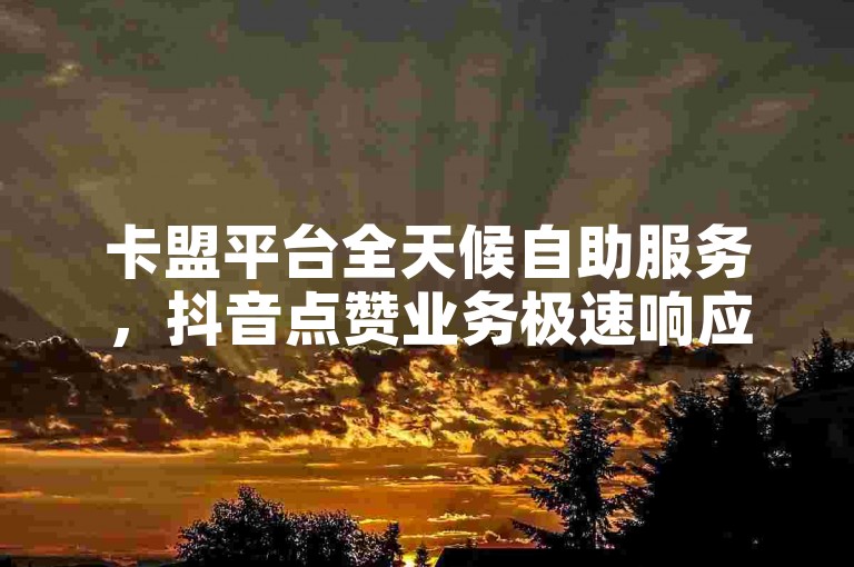 卡盟平台全天候自助服务，抖音点赞业务极速响应，秒速完成订单处理。