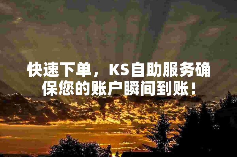 快速下单，KS自助服务确保您的账户瞬间到账！