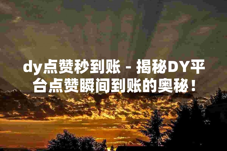 dy点赞秒到账 - 揭秘DY平台点赞瞬间到账的奥秘！