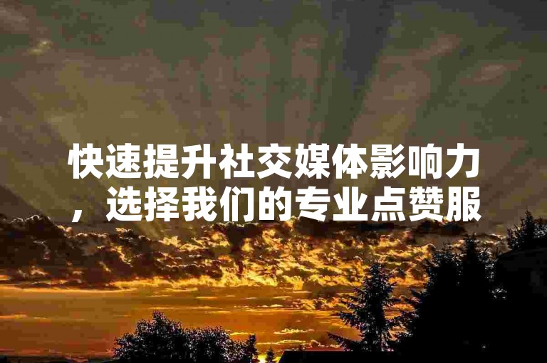 快速提升社交媒体影响力，选择我们的专业点赞服务，全天候人工操作，确保每个赞都来自真实用户。