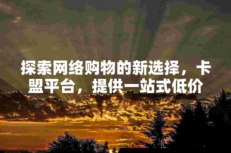 探索网络购物的新选择，卡盟平台，提供一站式低价商品与服务。
