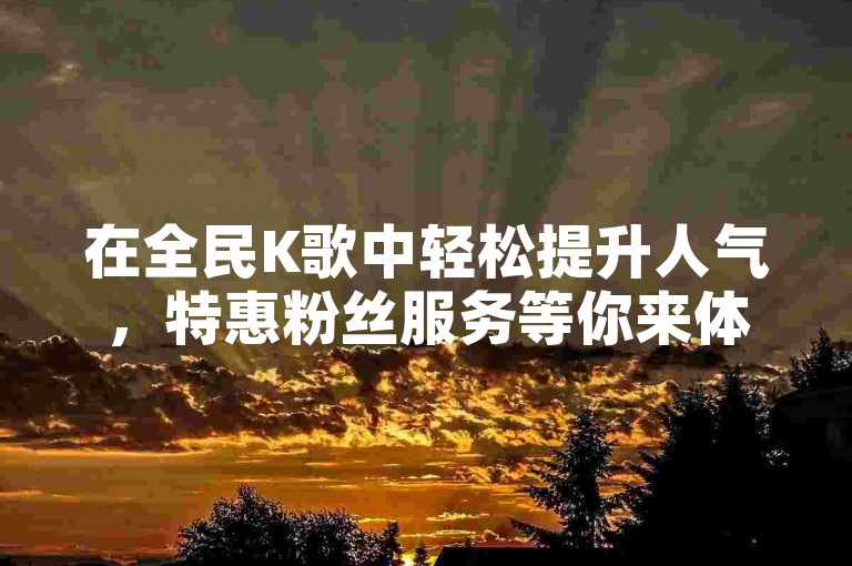 在全民K歌中轻松提升人气，特惠粉丝服务等你来体验。