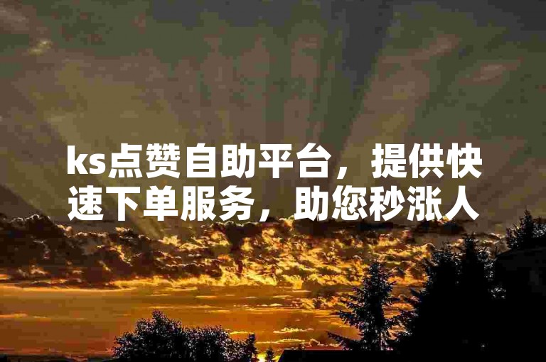 ks点赞自助平台，提供快速下单服务，助您秒涨人气。