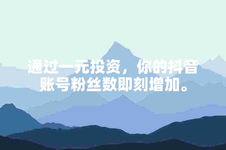 通过一元投资，你的抖音账号粉丝数即刻增加。