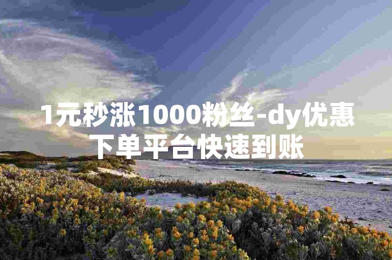 1元秒涨1000粉丝-dy优惠下单平台快速到账