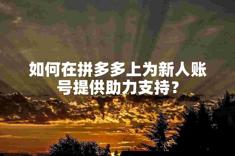 如何在拼多多上为新人账号提供助力支持？
