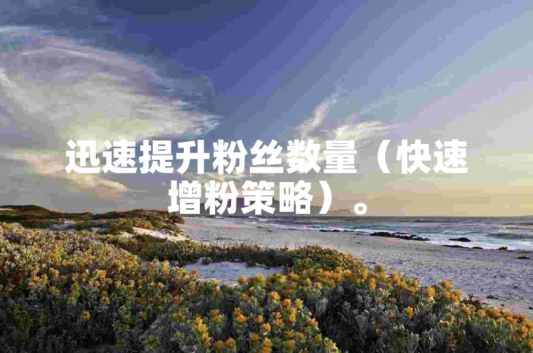 迅速提升粉丝数量（快速增粉策略）。