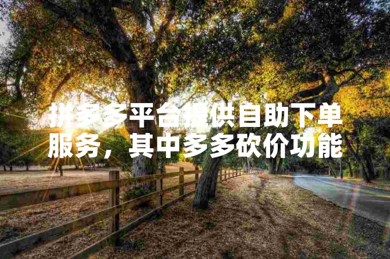 拼多多平台提供自助下单服务，其中多多砍价功能可免费使用。