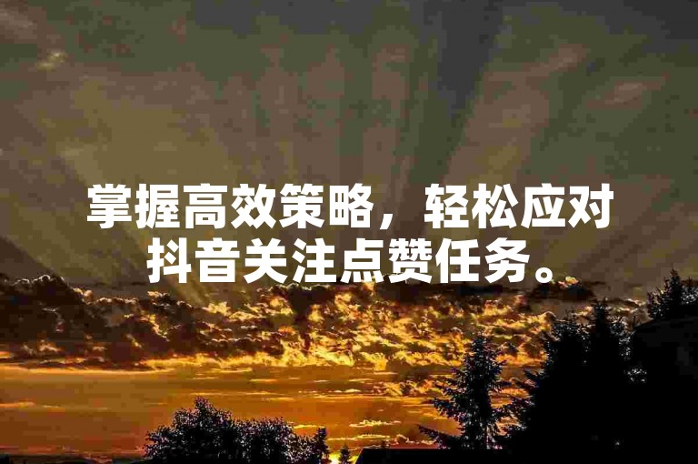 掌握高效策略，轻松应对抖音关注点赞任务。