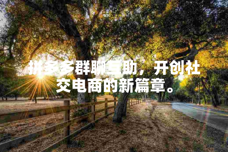 拼多多群聊互助，开创社交电商的新篇章。