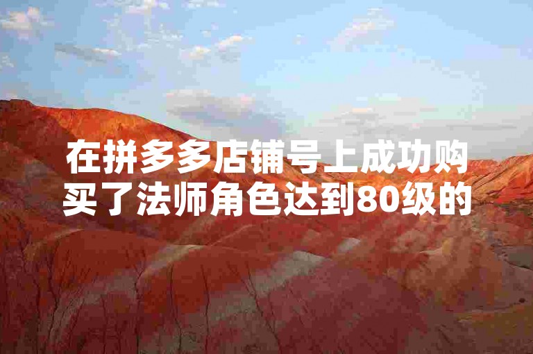 在拼多多店铺号上成功购买了法师角色达到80级的天赋加点指南。
