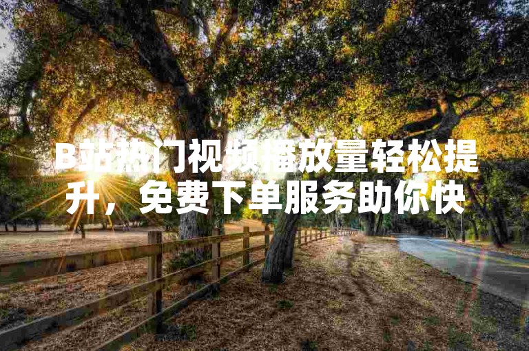 B站热门视频播放量轻松提升，免费下单服务助你快速获取关注。