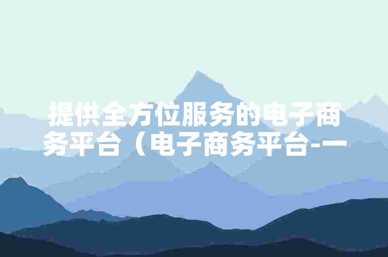 提供全方位服务的电子商务平台（电子商务平台-一站式购物体验）
