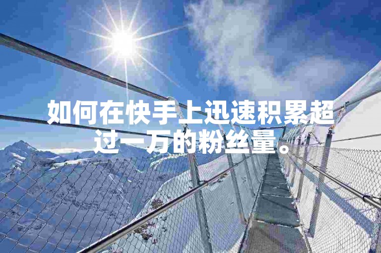 如何在快手上迅速积累超过一万的粉丝量。