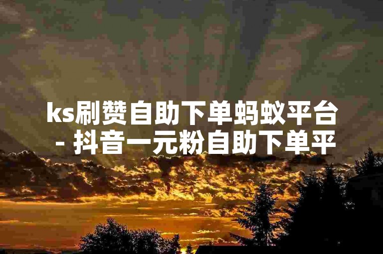 ks刷赞自助下单蚂蚁平台 - 抖音一元粉自助下单平台