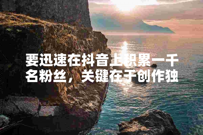 要迅速在抖音上积累一千名粉丝，关键在于创作独特且吸引人的内容，并积极与观众互动。