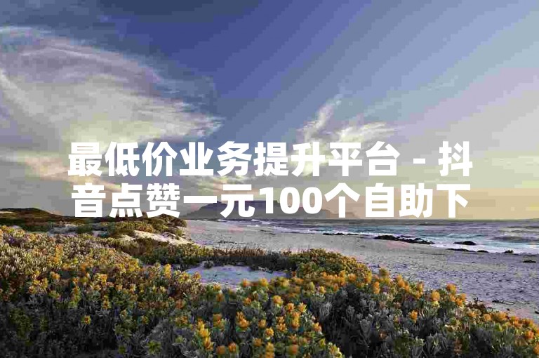 最低价业务提升平台 - 抖音点赞一元100个自助下单微信