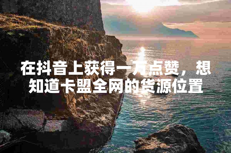 在抖音上获得一万点赞，想知道卡盟全网的货源位置。