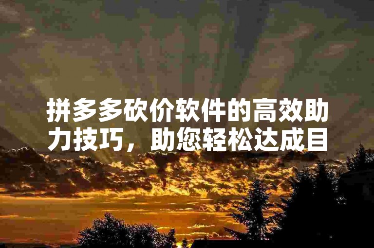 拼多多砍价软件的高效助力技巧，助您轻松达成目标！