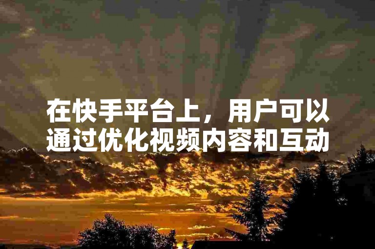 在快手平台上，用户可以通过优化视频内容和互动策略来提升自助下单的效率。