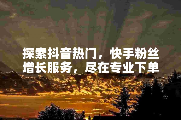 探索抖音热门，快手粉丝增长服务，尽在专业下单平台。