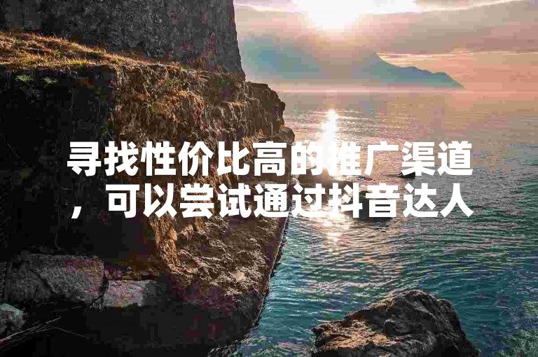 寻找性价比高的推广渠道，可以尝试通过抖音达人合作来提升品牌影响力。